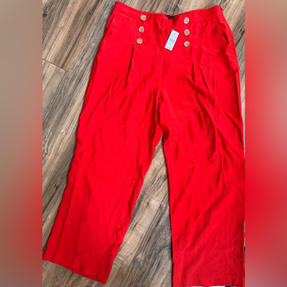 NWT Ann Taylor Red Button sailor pants. Beautiful and bright!